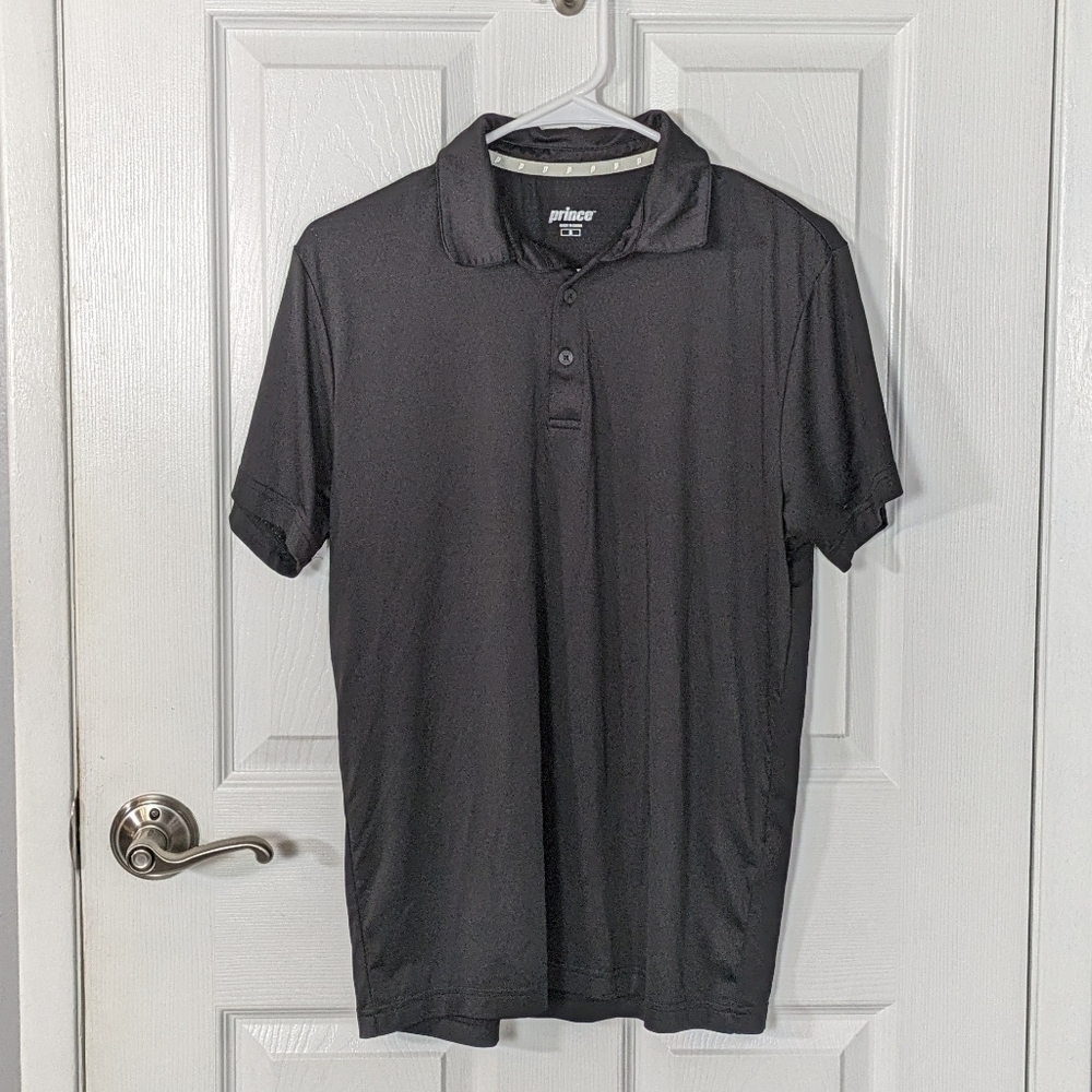 Like-New Prince Breathable Preppy Black Tennis/Golf Polo‎ Men's Size Small